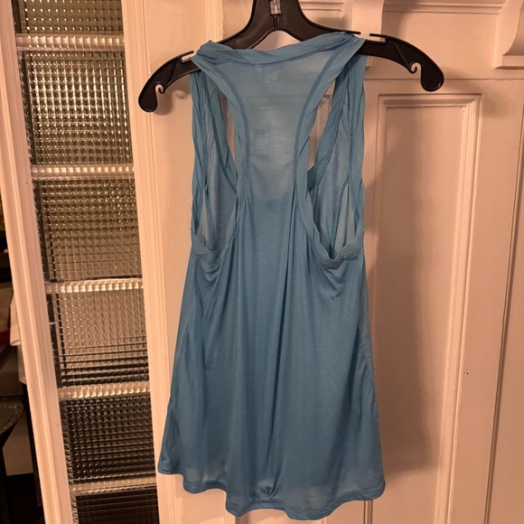 Club Monaco Women’s Racerback Tee / Tank blue w/ sheer side panels size SP NWT - Picture 2 of 8